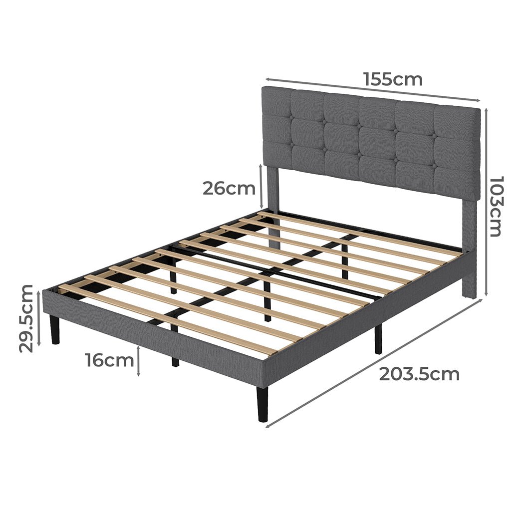 Queen Upholstered Platform Bed Frame with Storage - Grey - Rivercity House & Home Co. (ABN 18 642 972 209) - Affordable Modern Furniture Australia
