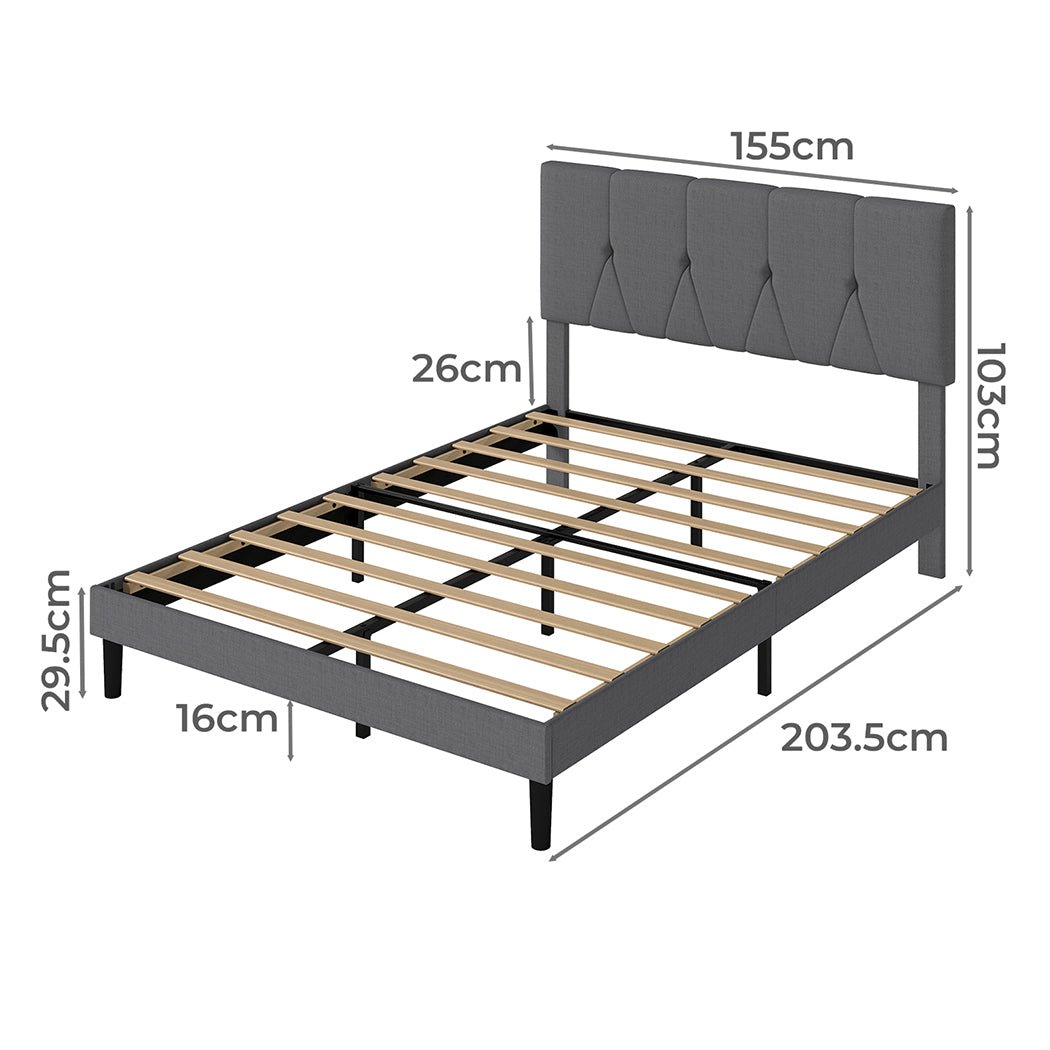 Queen Upholstered Platform Bed Frame with Storage - Grey - Rivercity House & Home Co. (ABN 18 642 972 209) - Affordable Modern Furniture Australia