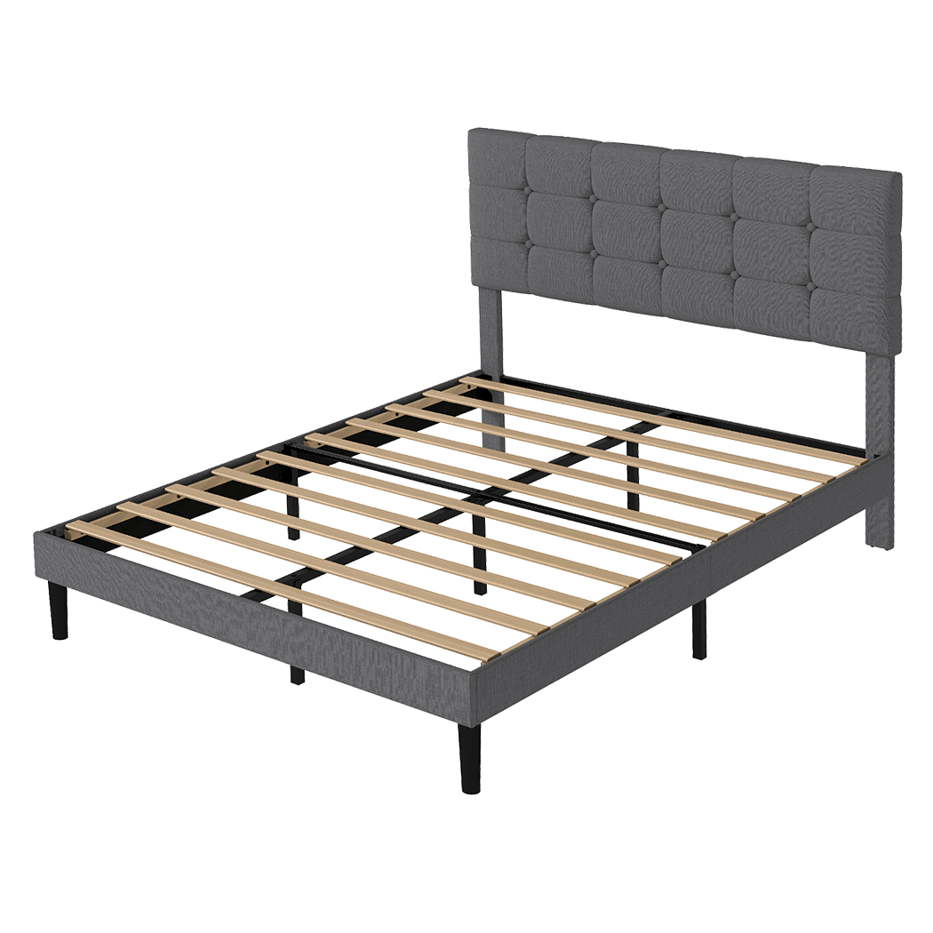 Queen Upholstered Platform Bed Frame with Storage - Grey - Rivercity House & Home Co. (ABN 18 642 972 209) - Affordable Modern Furniture Australia