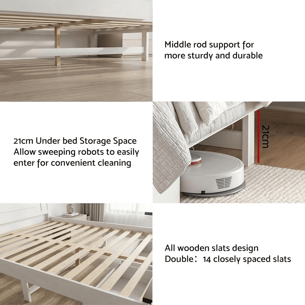 Queen Wooden Bed Frame with 2-Drawer Bedside Tables Bedroom Furniture Set - Furniture > Bedroom > Beds & Bed Frames - Rivercity House & Home Co. (ABN 18 642 972 209) - Affordable Modern Furniture Australia