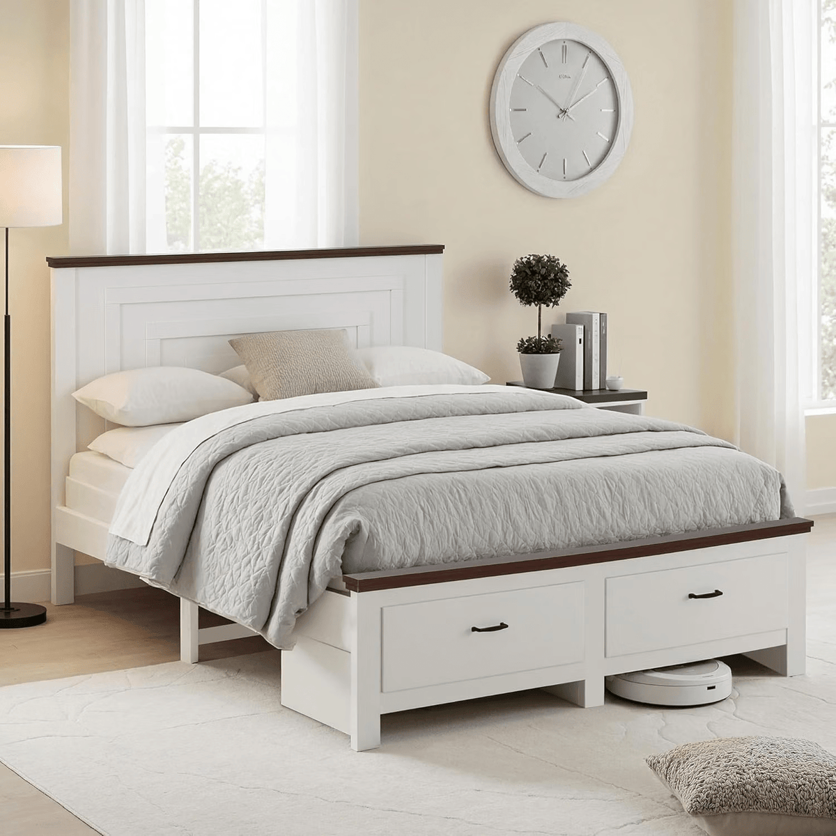 Queen Wooden Bed Frame with 2-Drawer Bedside Tables Bedroom Furniture Set - Furniture > Bedroom > Beds & Bed Frames - Rivercity House & Home Co. (ABN 18 642 972 209) - Affordable Modern Furniture Australia