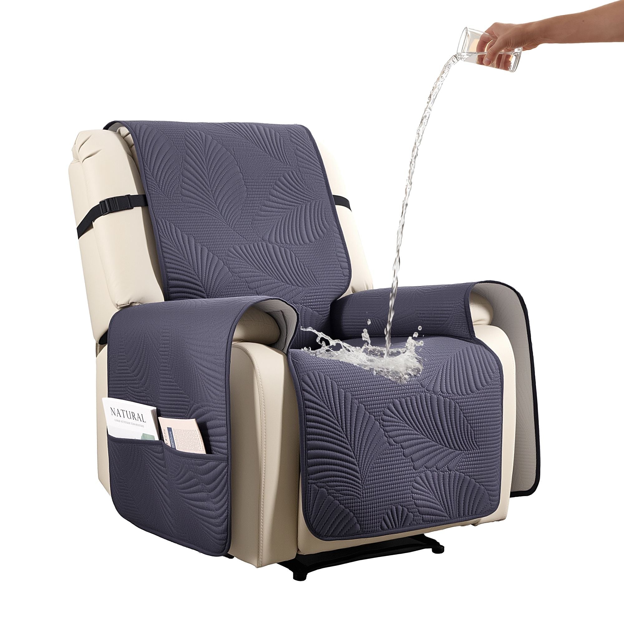 Quilted Recliner Chair Covers 100% Waterproof Recliner Slipcovers Grey - Furniture > Bar Stools & Chairs > Arm Chairs & Recliners - Rivercity House & Home Co. (ABN 18 642 972 209) - Affordable Modern Furniture Australia