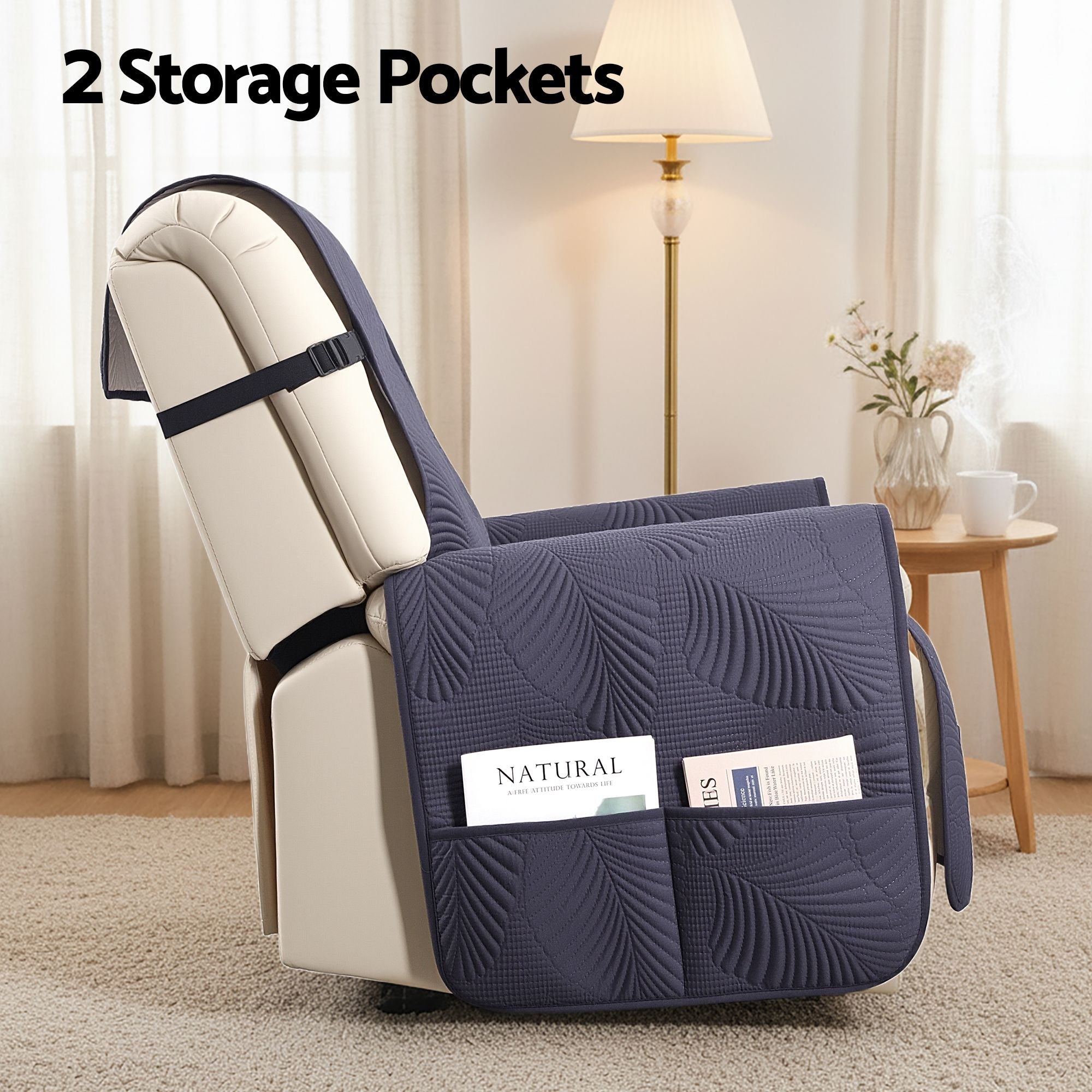 Quilted Recliner Chair Covers 100% Waterproof Recliner Slipcovers Grey - Furniture > Bar Stools & Chairs > Arm Chairs & Recliners - Rivercity House & Home Co. (ABN 18 642 972 209) - Affordable Modern Furniture Australia