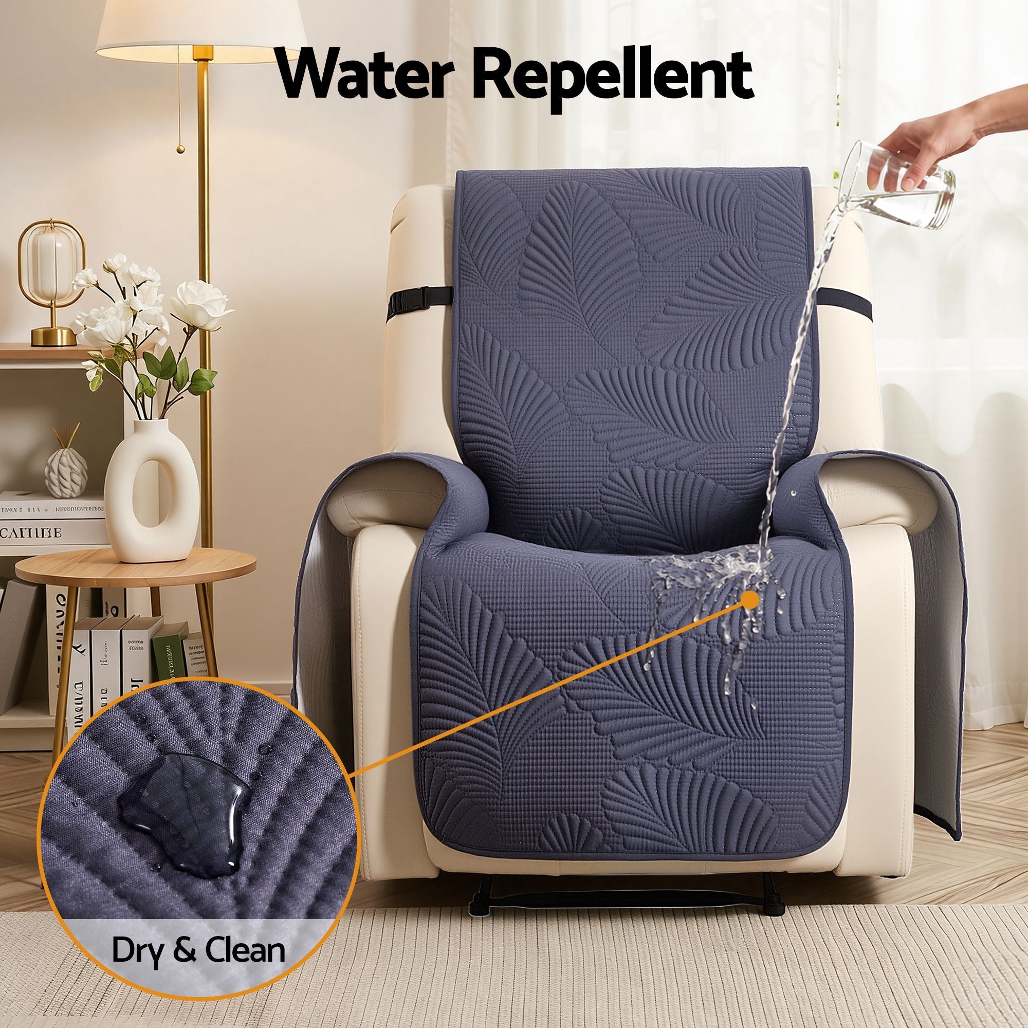 Quilted Recliner Chair Covers 100% Waterproof Recliner Slipcovers Grey - Furniture > Bar Stools & Chairs > Arm Chairs & Recliners - Rivercity House & Home Co. (ABN 18 642 972 209) - Affordable Modern Furniture Australia
