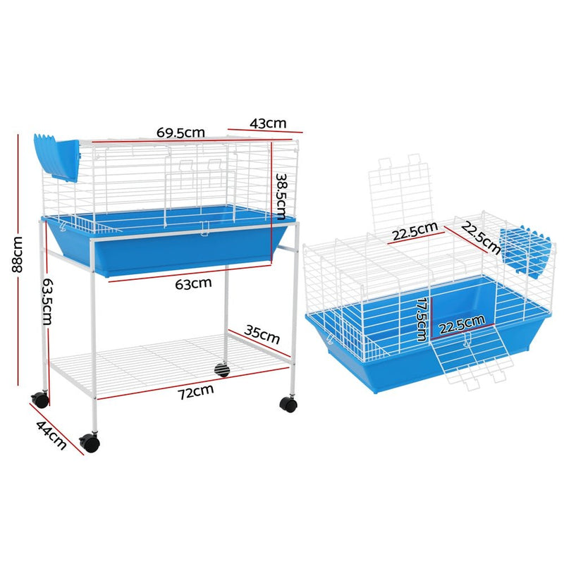 Rabbit Cage Hutch Cages Indoor Hamster Enclosure Carrier Bunny Blue - Pet Care > Cat Supplies - Rivercity House & Home Co. (ABN 18 642 972 209) - Affordable Modern Furniture Australia