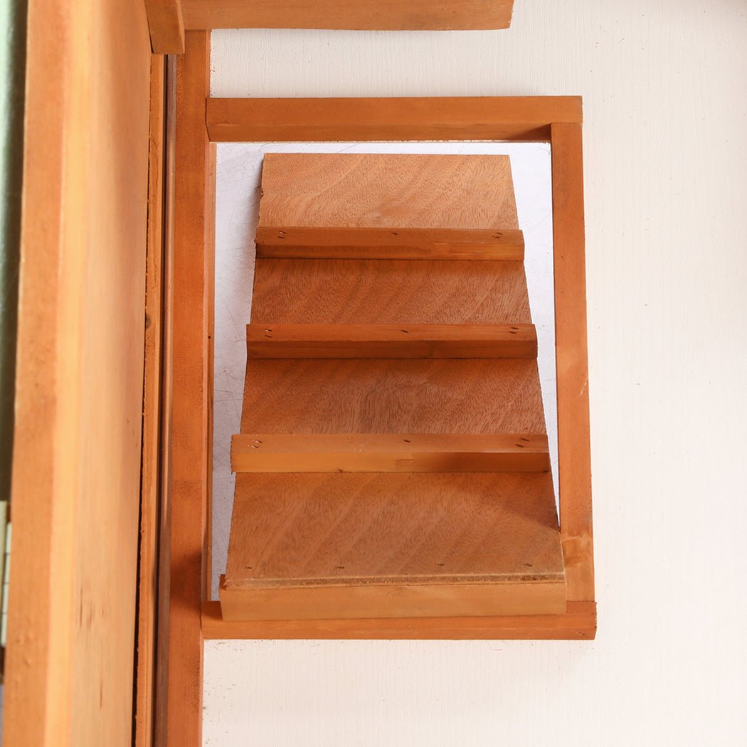 Rabbit Hutch 2 - Tier Fir Wood Pet Home with Ramp - Brown - Rivercity House & Home Co. (ABN 18 642 972 209) - Affordable Modern Furniture Australia