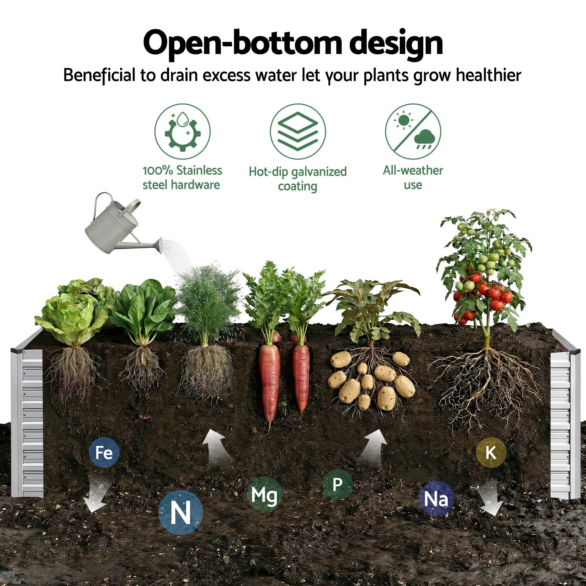 Raised Garden Bed 2 in 1 Modular Galvanised Planter Box Rust Resistant 240x80x60cm - Home & Garden > Garden Beds > Garden Beds & Planters - Rivercity House & Home Co. (ABN 18 642 972 209) - Affordable Modern Furniture Australia