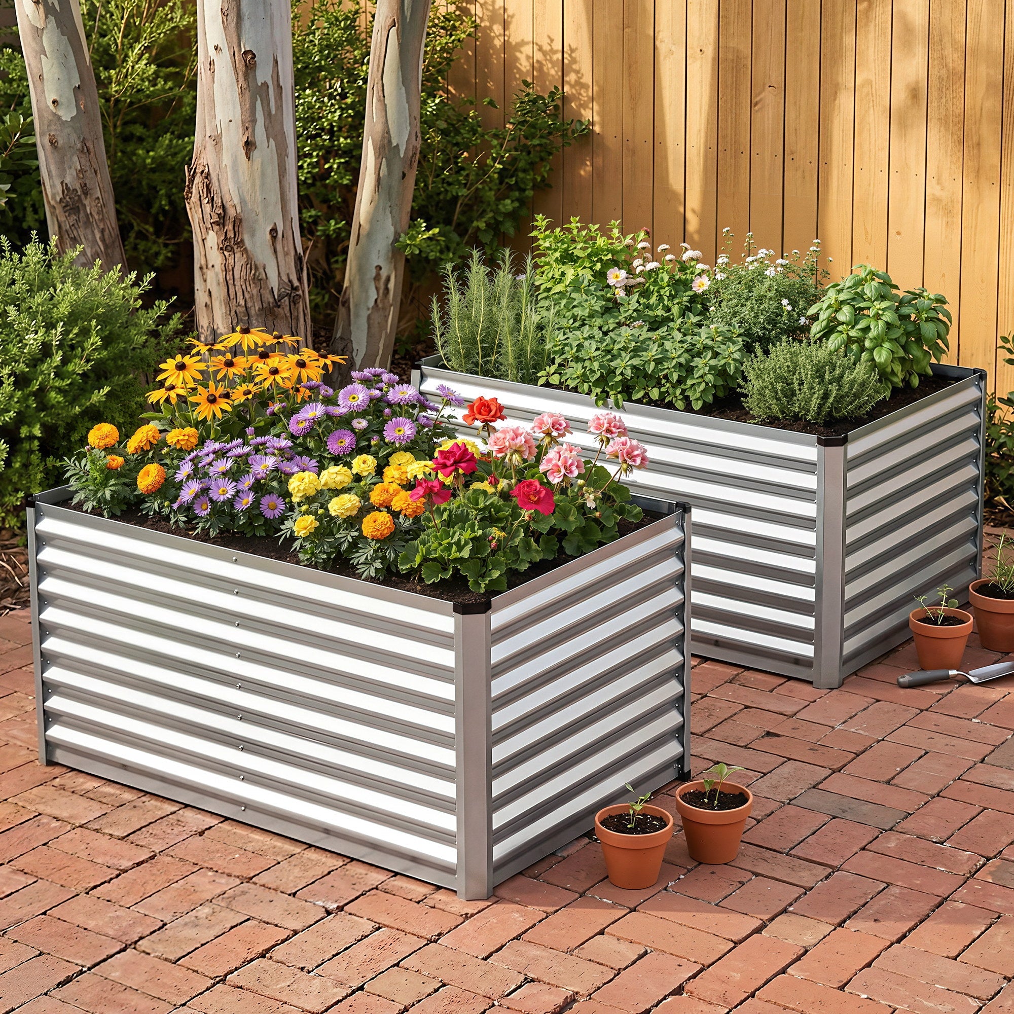 Raised Garden Bed 2 in 1 Modular Galvanised Planter Box Rust Resistant 240x80x60cm - Home & Garden > Garden Beds > Garden Beds & Planters - Rivercity House & Home Co. (ABN 18 642 972 209) - Affordable Modern Furniture Australia