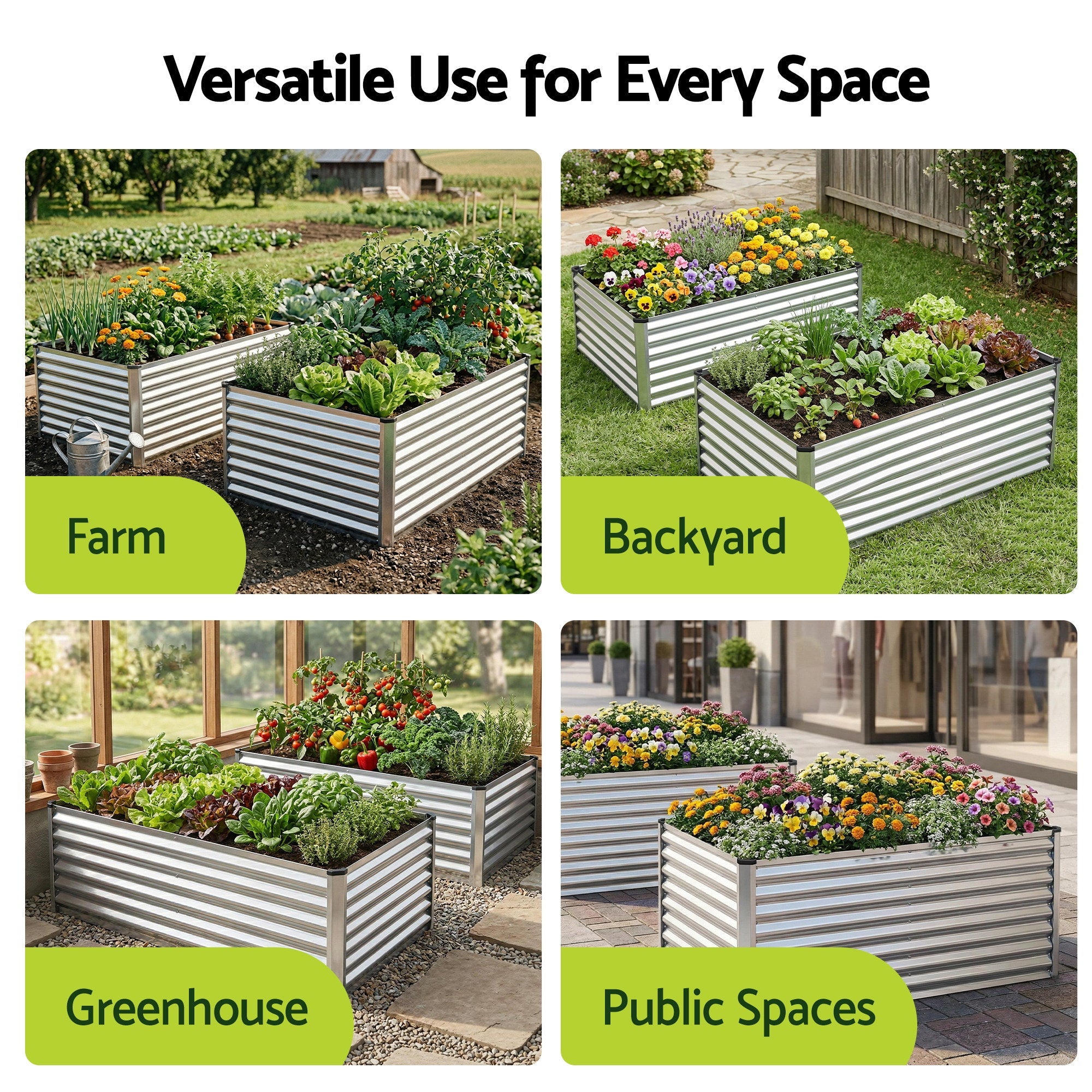 Raised Garden Bed 2 in 1 Modular Galvanised Planter Box Rust Resistant 240x80x60cm - Home & Garden > Garden Beds > Garden Beds & Planters - Rivercity House & Home Co. (ABN 18 642 972 209) - Affordable Modern Furniture Australia