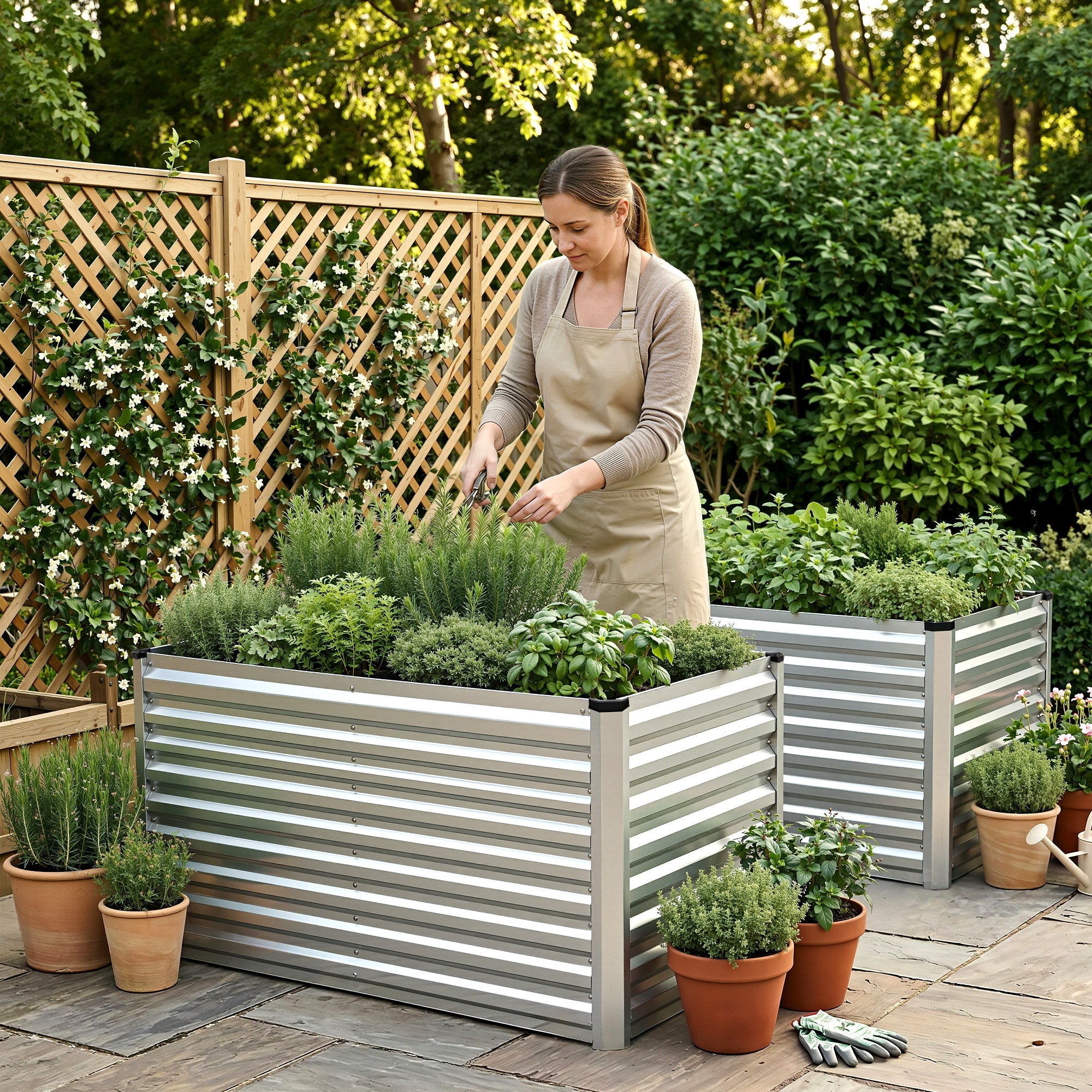 Raised Garden Bed 2 in 1 Modular Galvanised Planter Box Rust Resistant 240x80x60cm - Home & Garden > Garden Beds > Garden Beds & Planters - Rivercity House & Home Co. (ABN 18 642 972 209) - Affordable Modern Furniture Australia