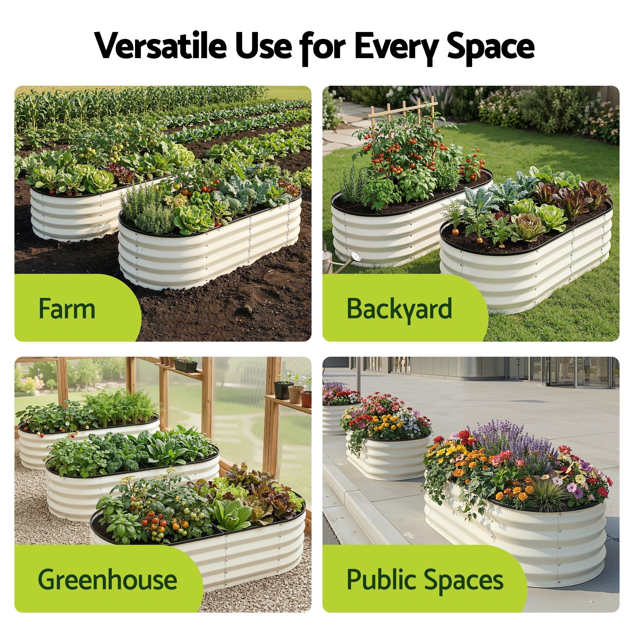 Raised Garden Bed 2 Pack Galvanised Planter Box Rust Resistant 120x60x30cm White - Home & Garden > Garden Beds > Garden Beds & Planters - Rivercity House & Home Co. (ABN 18 642 972 209) - Affordable Modern Furniture Australia