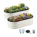 Raised Garden Bed 2 Pack Galvanised Planter Box Rust Resistant 120x60x30cm White