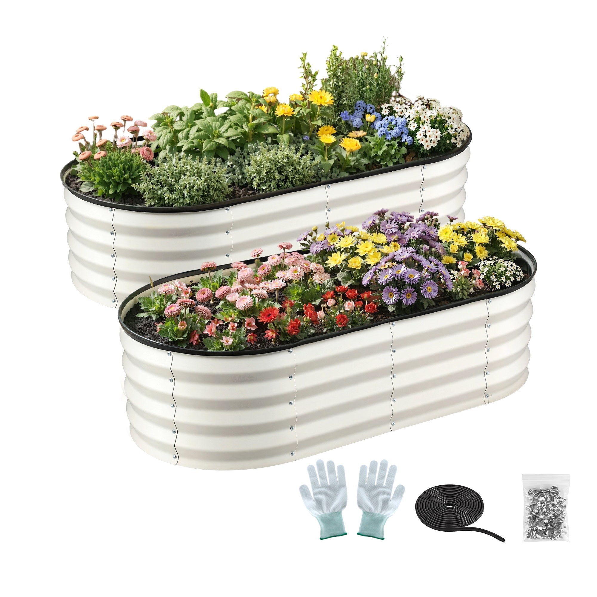 Raised Garden Bed 2 Pack Galvanised Planter Box Rust Resistant 120x60x30cm White - Home & Garden > Garden Beds > Garden Beds & Planters - Rivercity House & Home Co. (ABN 18 642 972 209) - Affordable Modern Furniture Australia
