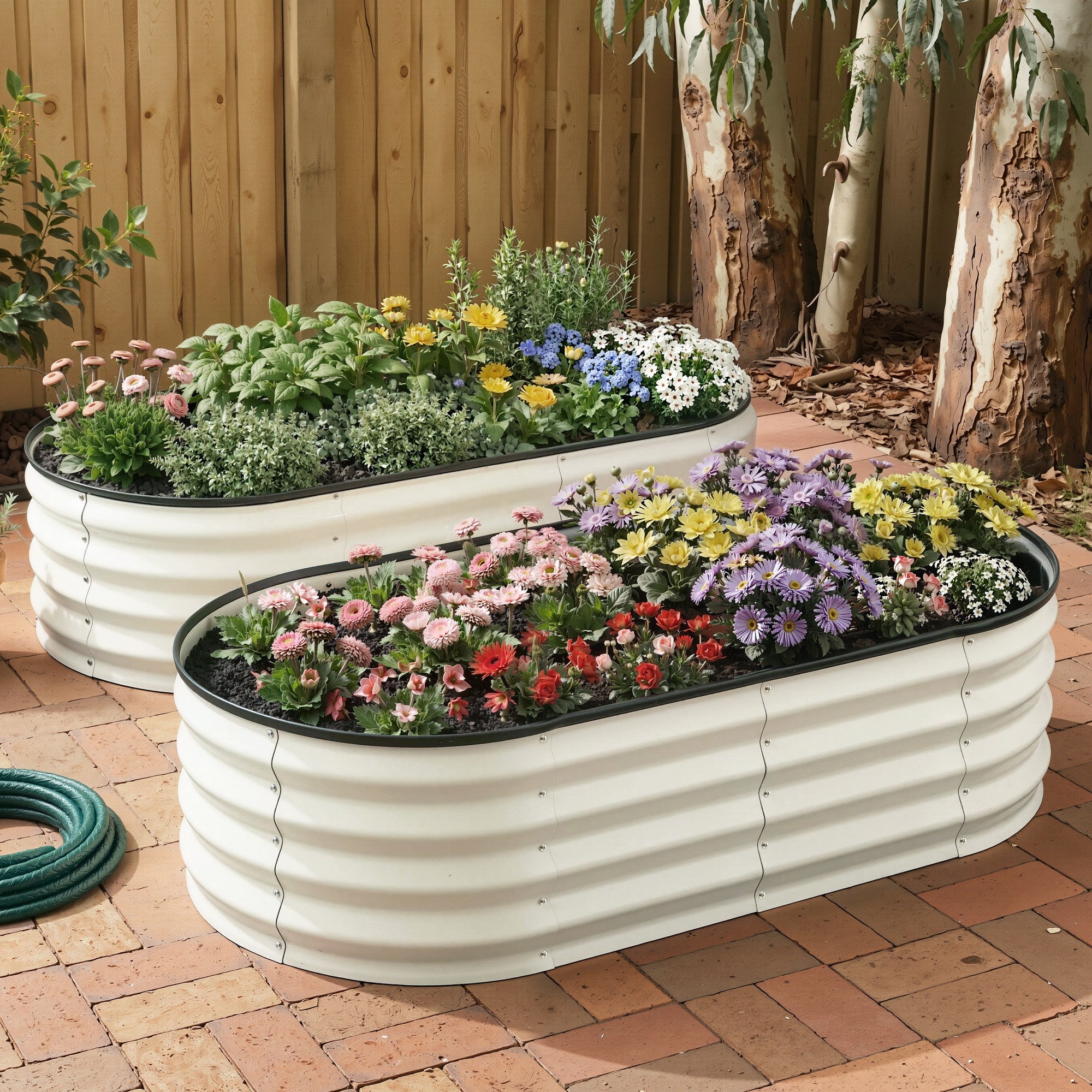 Raised Garden Bed 2 Pack Galvanised Planter Box Rust Resistant 120x60x30cm White - Home & Garden > Garden Beds > Garden Beds & Planters - Rivercity House & Home Co. (ABN 18 642 972 209) - Affordable Modern Furniture Australia
