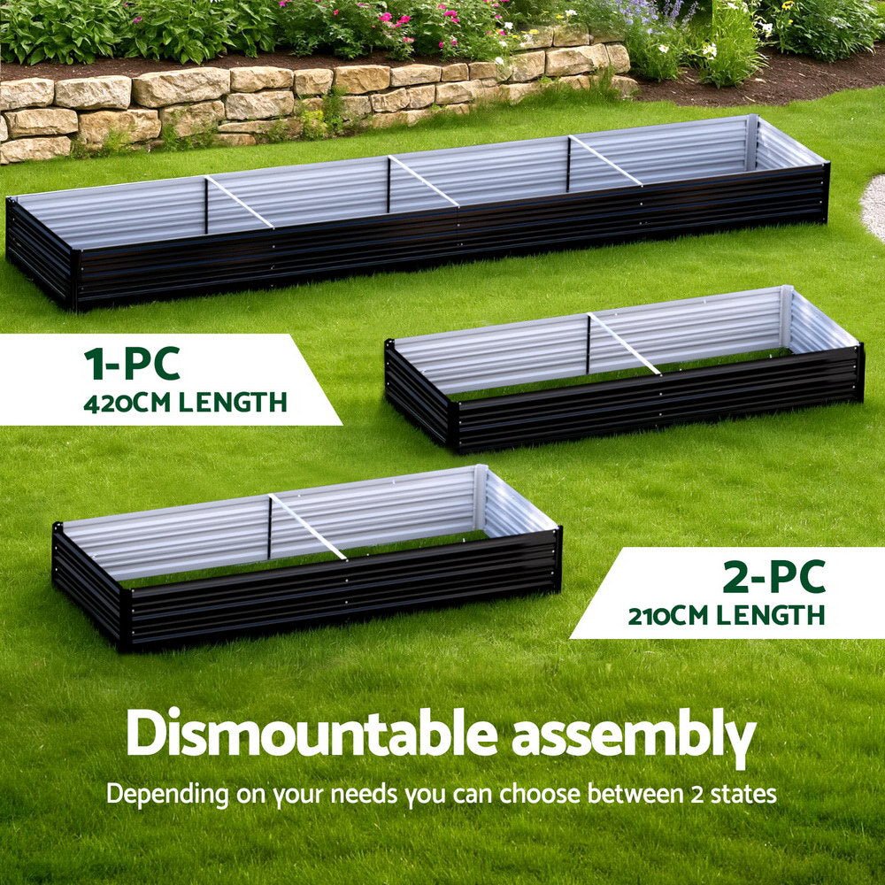 Raised Garden Bed 2 Pcs 210x90cm Planter Box Container Galvanised Metal Outdoor - Home & Garden > Garden Beds > Garden Beds & Planters - Rivercity House & Home Co. (ABN 18 642 972 209) - Affordable Modern Furniture Australia