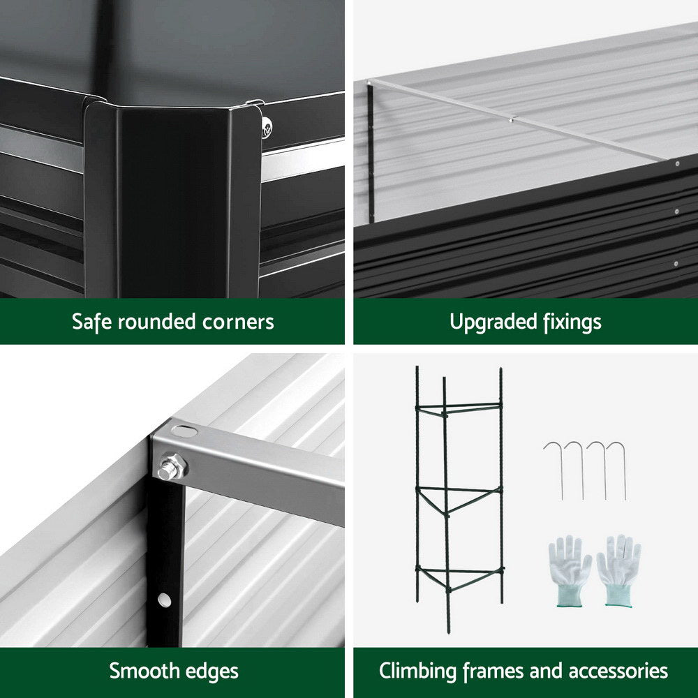 Raised Garden Bed 2 Pcs 210x90cm Planter Box Container Galvanised Metal Outdoor - Home & Garden > Garden Beds > Garden Beds & Planters - Rivercity House & Home Co. (ABN 18 642 972 209) - Affordable Modern Furniture Australia