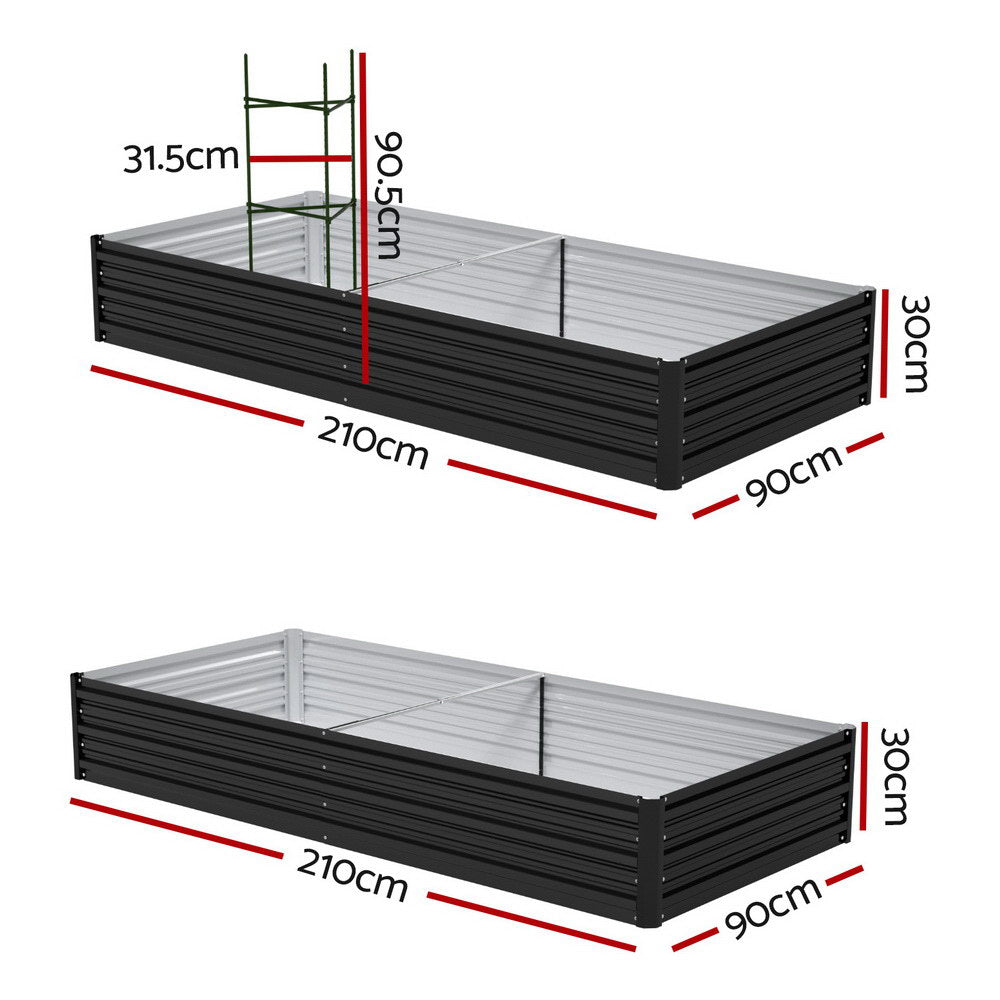 Raised Garden Bed 2 Pcs 210x90cm Planter Box Container Galvanised Metal Outdoor - Home & Garden > Garden Beds > Garden Beds & Planters - Rivercity House & Home Co. (ABN 18 642 972 209) - Affordable Modern Furniture Australia