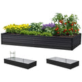 Galvanised Raised Garden Bed 210x90cm Planter Box with Plant Cage - Dark Grey