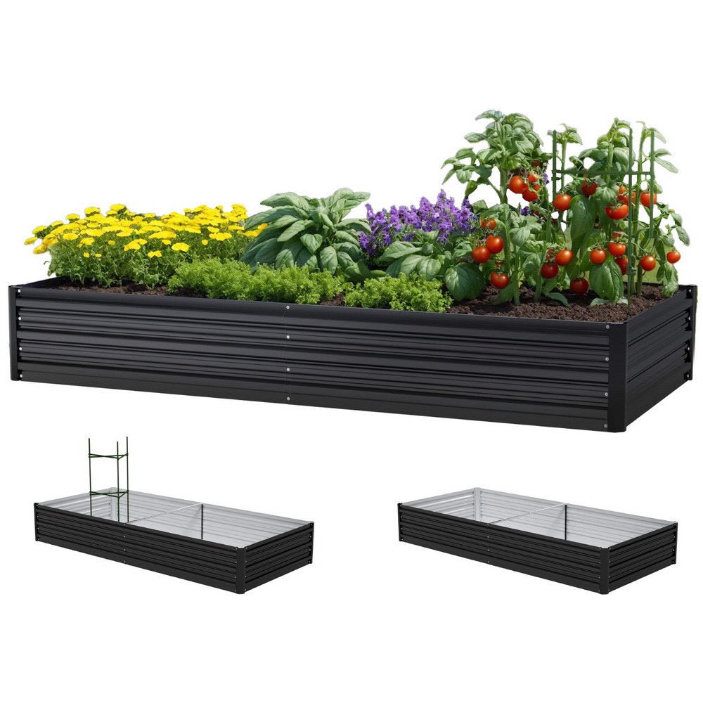 Raised Garden Bed 2 Pcs 210x90cm Planter Box Container Galvanised Metal Outdoor - Home & Garden > Garden Beds > Garden Beds & Planters - Rivercity House & Home Co. (ABN 18 642 972 209) - Affordable Modern Furniture Australia