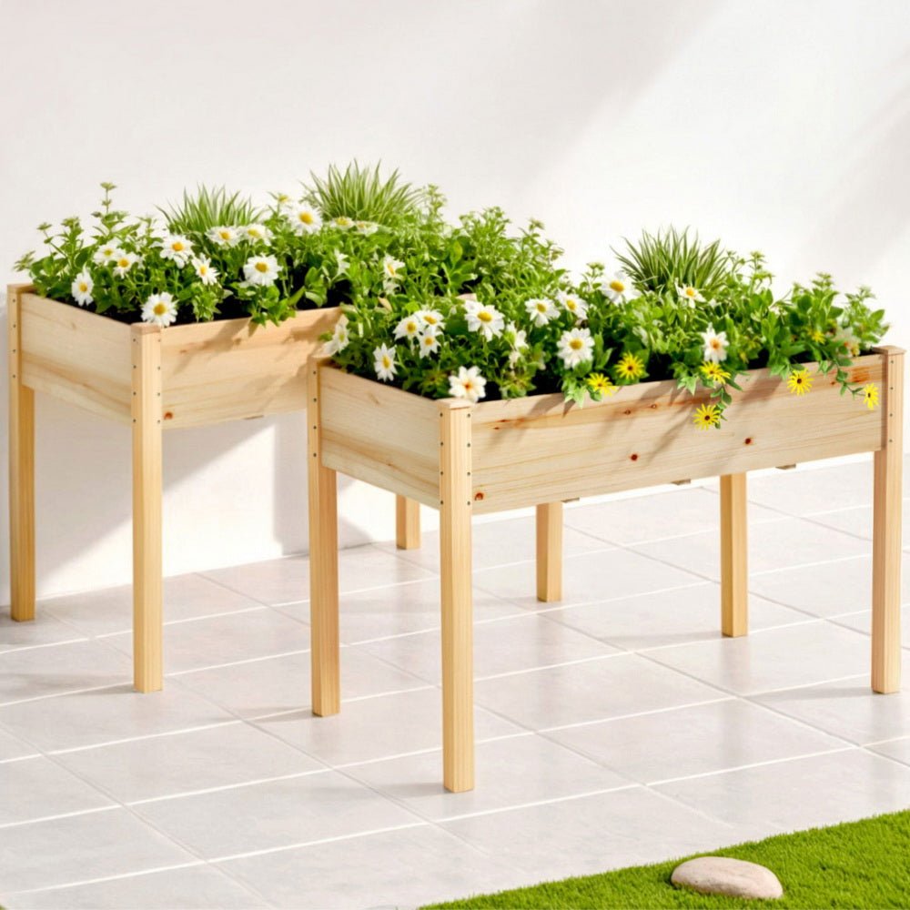 Raised Garden Bed 2x Elevated 120x60x80cm Wooden Planter Box Container - Home & Garden > Garden Beds > Garden Beds & Planters - Rivercity House & Home Co. (ABN 18 642 972 209) - Affordable Modern Furniture Australia