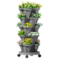 Raised Garden Bed 5 Tier Vertical Garden Grey Strawberry Stackable Planters Herbs Petunias