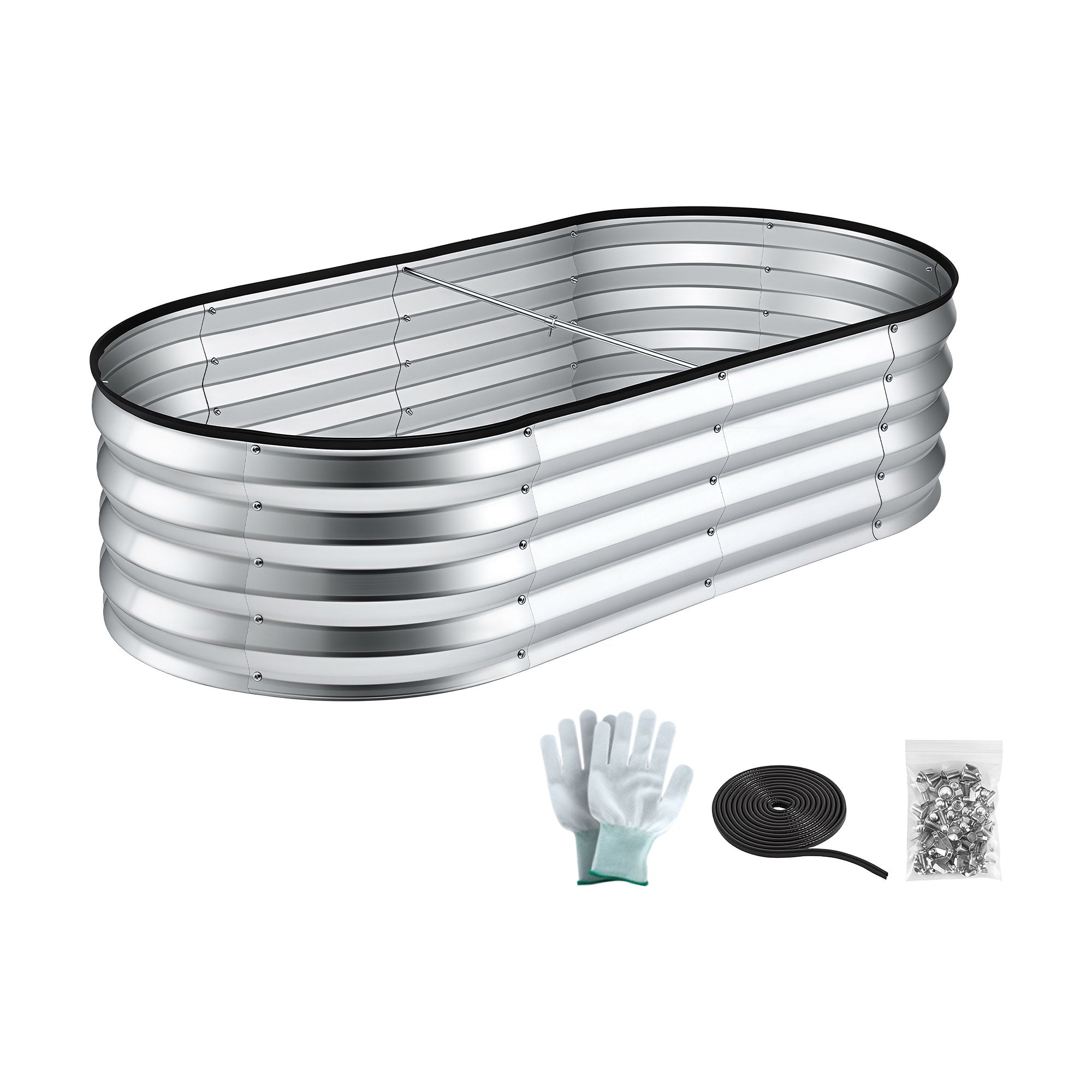 Raised Garden Bed Galvanised Oval Metal Planter Box Large Outdoor 120x60x30cm Silver - Home & Garden > Garden Beds > Garden Beds & Planters - Rivercity House & Home Co. (ABN 18 642 972 209) - Affordable Modern Furniture Australia