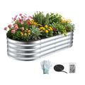 Raised Garden Bed Galvanised Oval Metal Planter Box Large Outdoor 120x60x30cm Silver