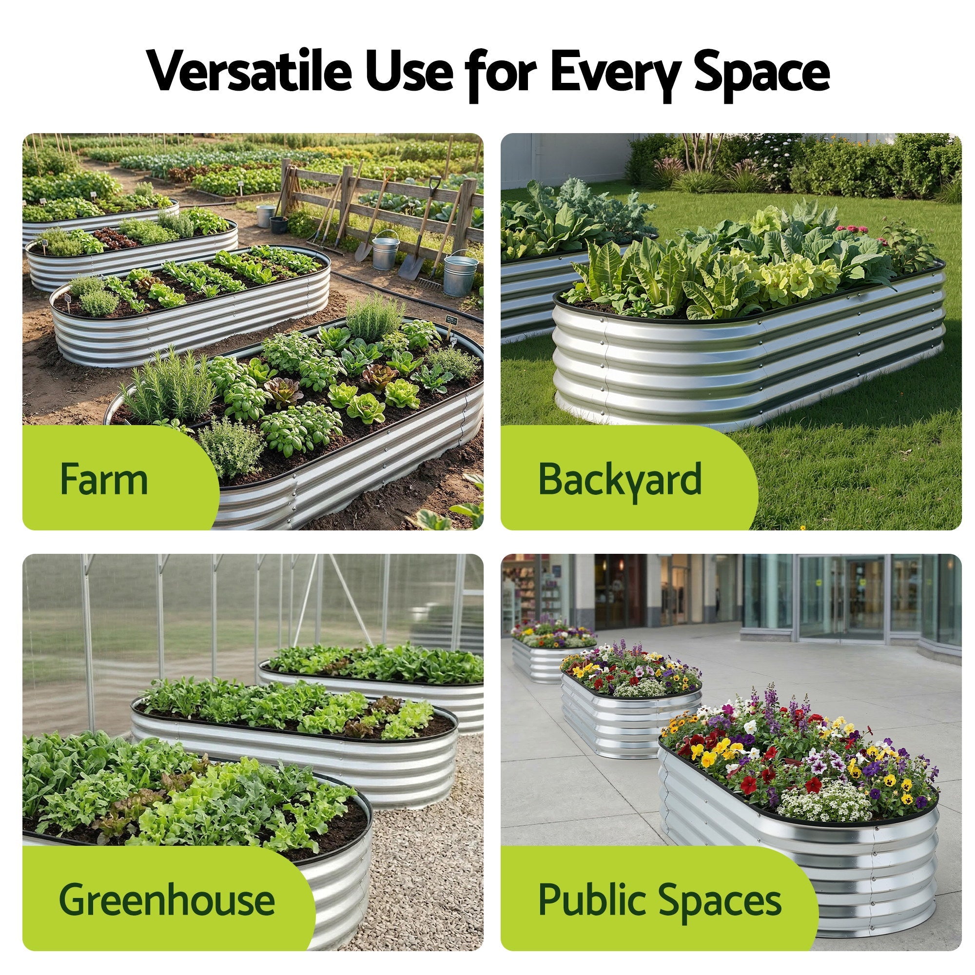 Raised Garden Bed Galvanised Oval Metal Planter Box Large Outdoor 120x60x30cm Silver - Home & Garden > Garden Beds > Garden Beds & Planters - Rivercity House & Home Co. (ABN 18 642 972 209) - Affordable Modern Furniture Australia