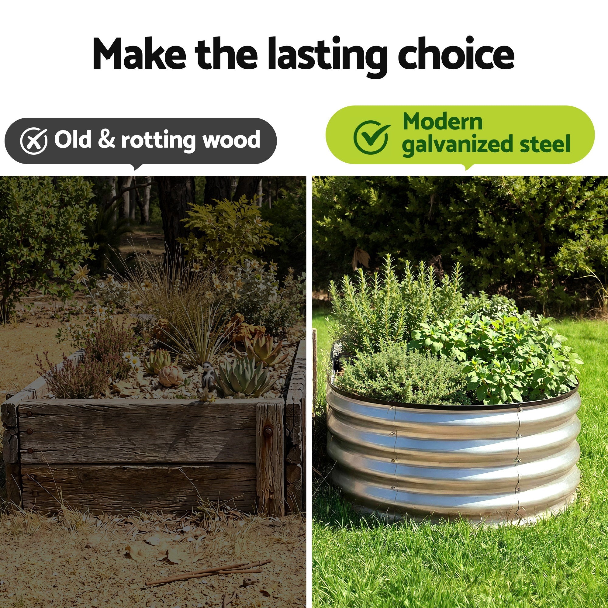 Raised Garden Bed Galvanised Oval Metal Planter Box Large Outdoor 150x70x30cm Silver - Home & Garden > Garden Beds > Garden Beds & Planters - Rivercity House & Home Co. (ABN 18 642 972 209) - Affordable Modern Furniture Australia