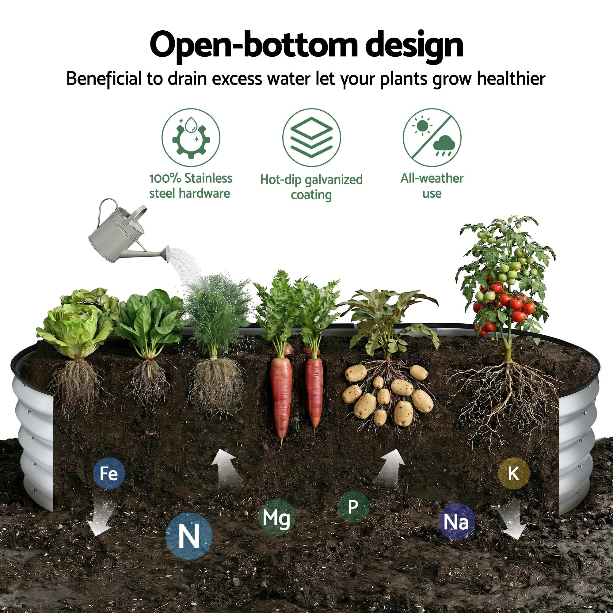 Raised Garden Bed Galvanised Oval Metal Planter Box Large Outdoor 150x70x30cm Silver - Home & Garden > Garden Beds > Garden Beds & Planters - Rivercity House & Home Co. (ABN 18 642 972 209) - Affordable Modern Furniture Australia