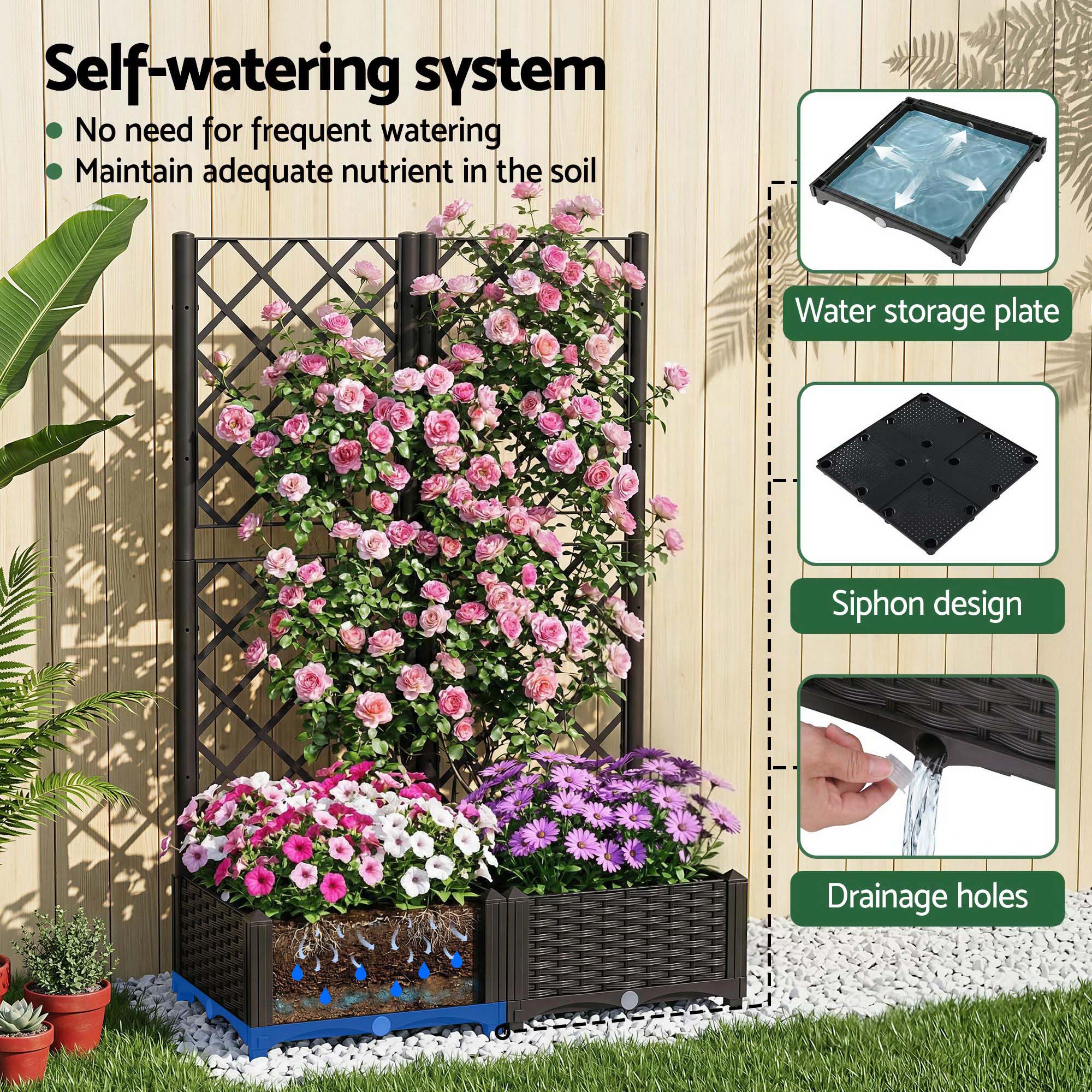 Raised Garden Bed Vertical Planter Self Watering Large Elevated Veggie Box 80x40x122cm - Home & Garden > Garden Beds > Garden Beds & Planters - Rivercity House & Home Co. (ABN 18 642 972 209) - Affordable Modern Furniture Australia