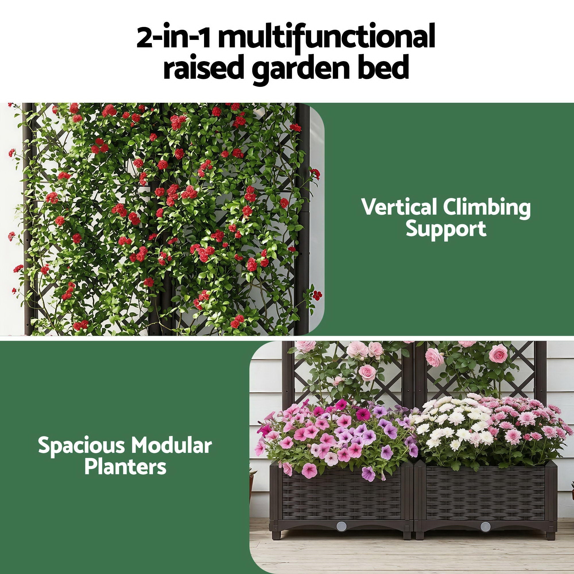 Raised Garden Bed Vertical Planter Self Watering Large Elevated Veggie Box 80x40x122cm - Home & Garden > Garden Beds > Garden Beds & Planters - Rivercity House & Home Co. (ABN 18 642 972 209) - Affordable Modern Furniture Australia
