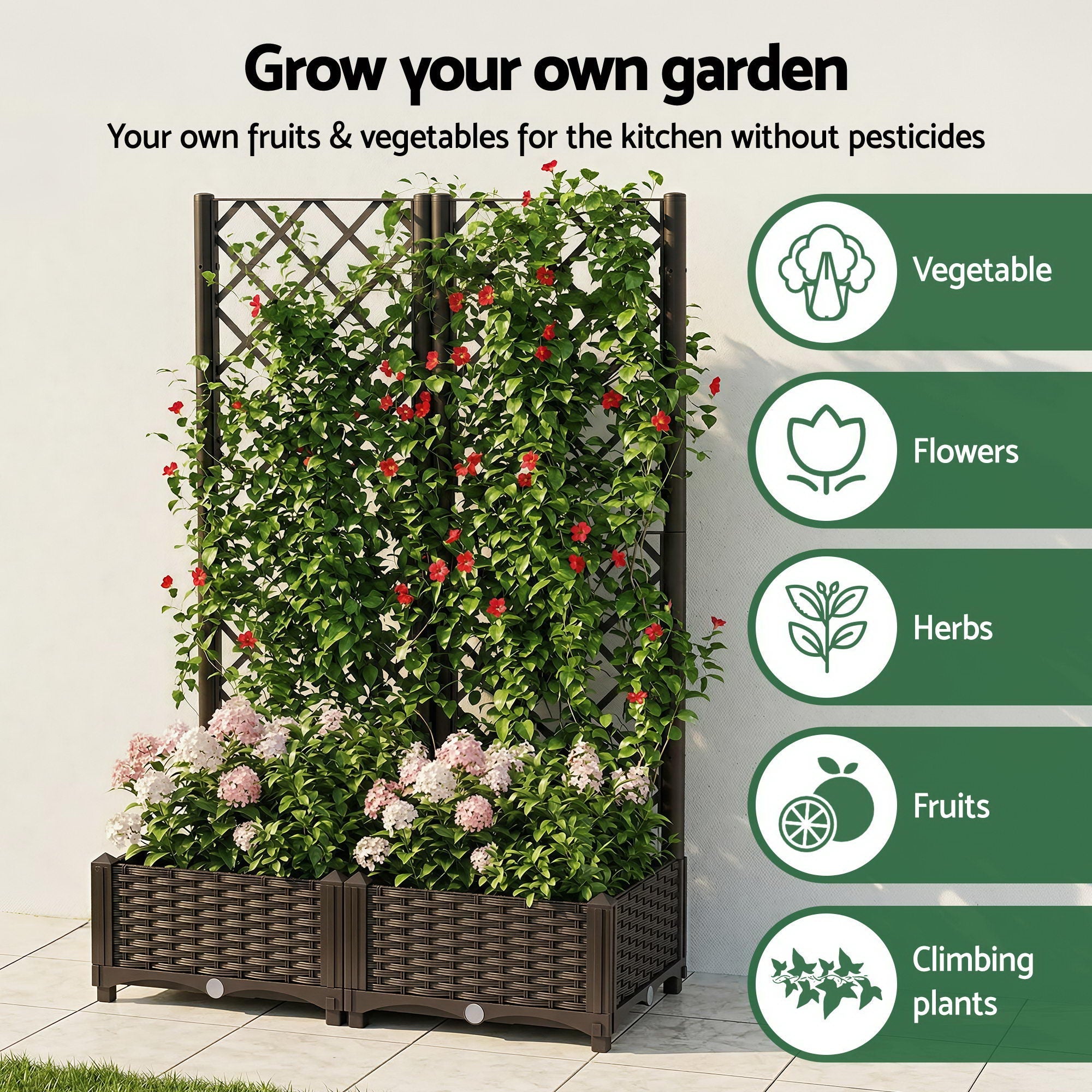 Raised Garden Bed Vertical Planter Self Watering Large Elevated Veggie Box 80x40x122cm - Home & Garden > Garden Beds > Garden Beds & Planters - Rivercity House & Home Co. (ABN 18 642 972 209) - Affordable Modern Furniture Australia