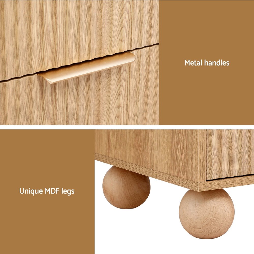 Rattan Bedside Table 2 Drawers Pine - Furniture > Bedroom > Bedside Tables - Rivercity House & Home Co. (ABN 18 642 972 209) - Affordable Modern Furniture Australia