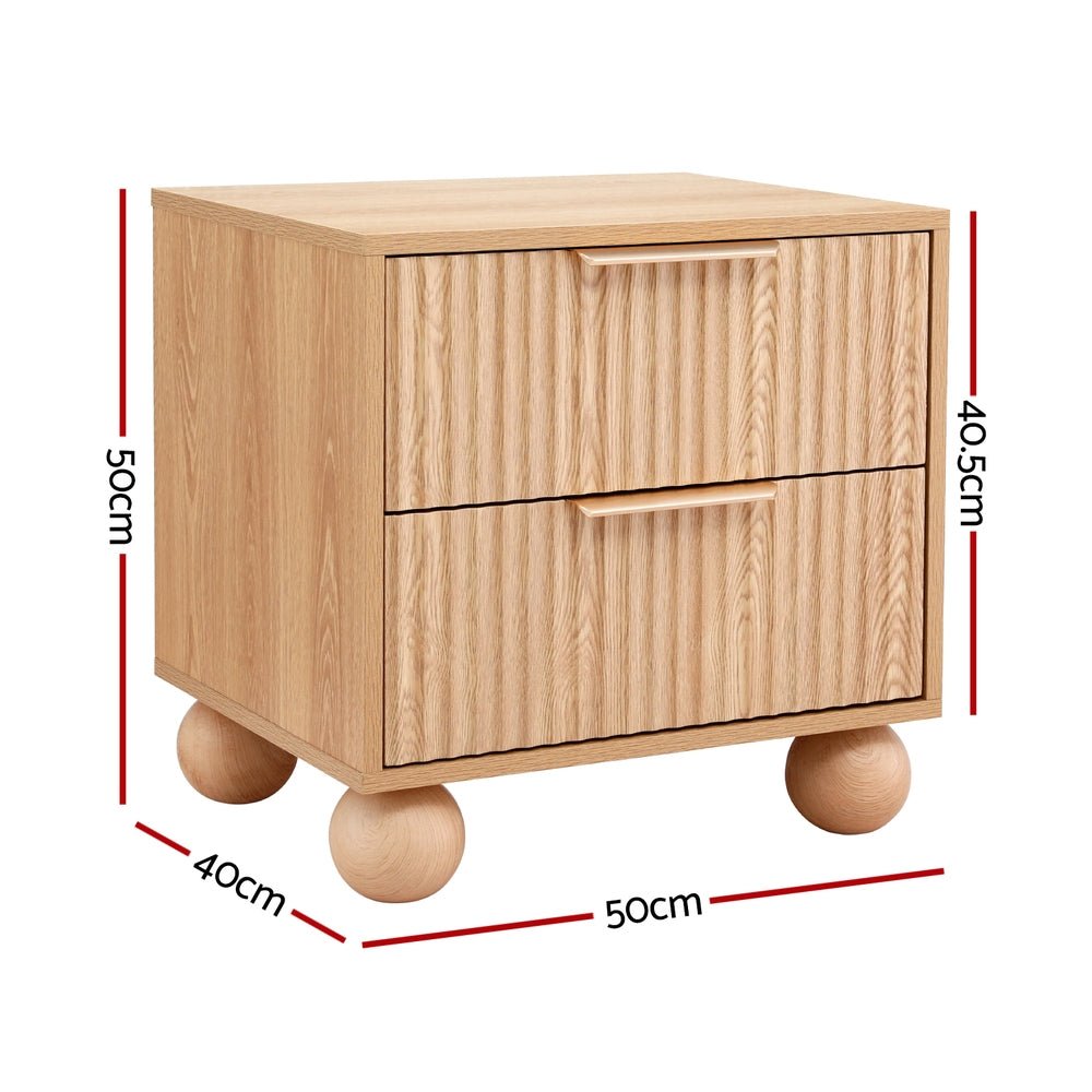 Rattan Bedside Table 2 Drawers Pine - Furniture > Bedroom > Bedside Tables - Rivercity House & Home Co. (ABN 18 642 972 209) - Affordable Modern Furniture Australia