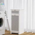 Rattan Style Laundry Hamper Cabinet Bathroom Storage White
