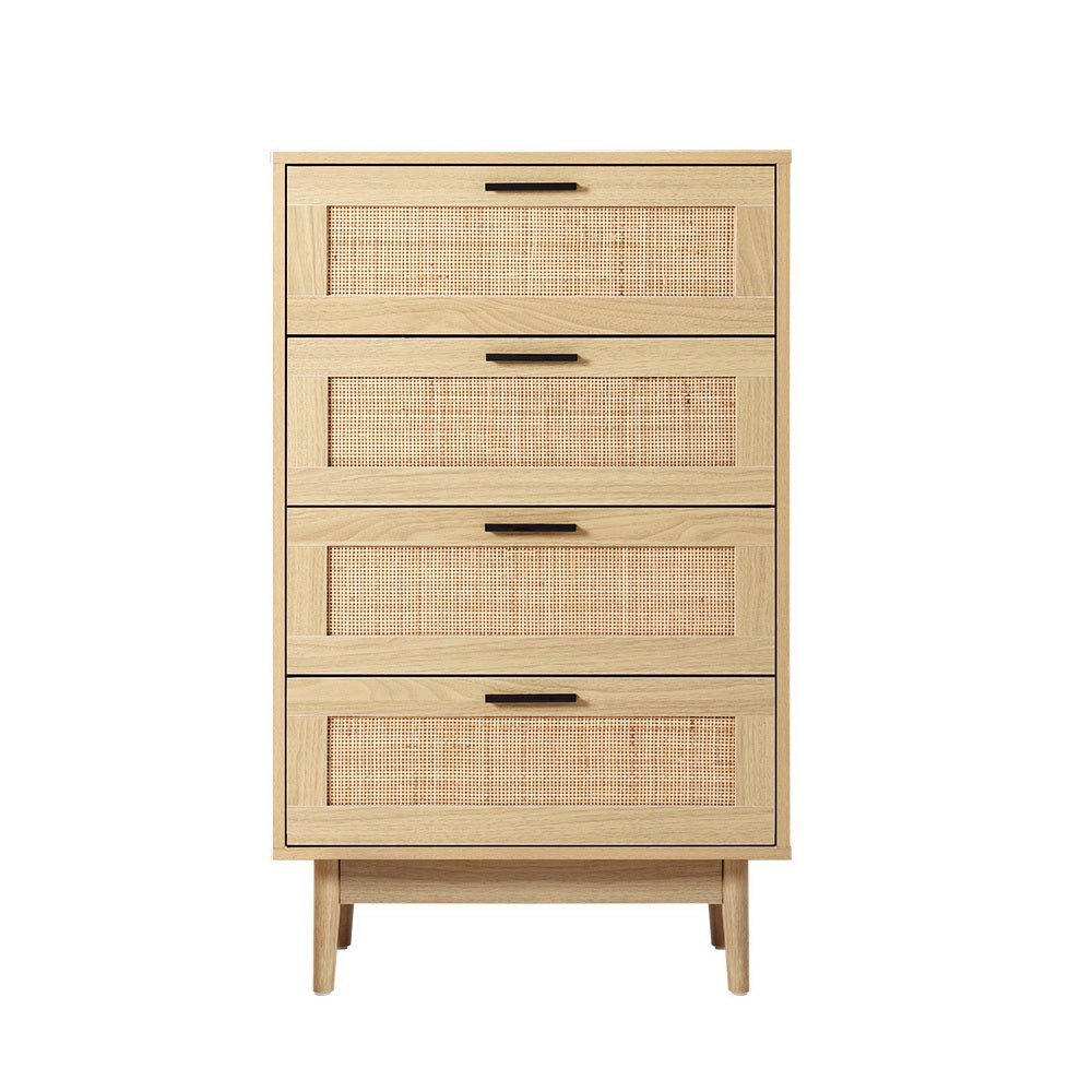 Rattan Tallboy Cabinet With 4 Drawers - Rivercity House & Home Co. (ABN 18 642 972 209) - Affordable Modern Furniture Australia