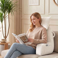 Reading Pillow with Detachable Neck Roll, Armrests, Side Pockets and Back Support 100x27x60cm - Beige