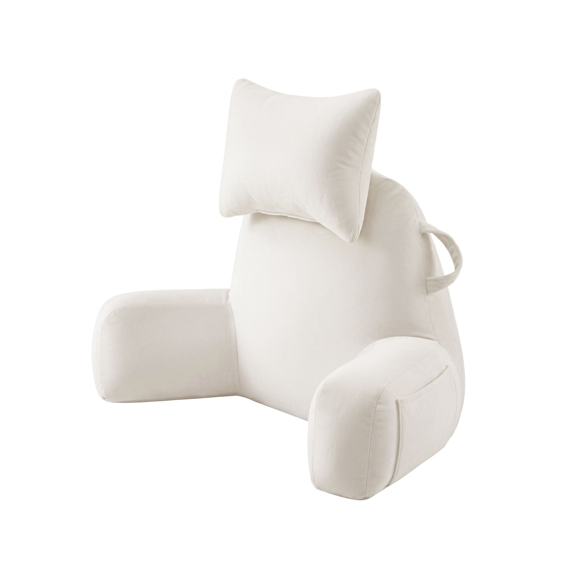 Reading Pillow with Detachable Neck Roll, Armrests, Side Pockets and Back Support 100x27x60cm - Beige - Home & Garden > Bedding > Pillows - Rivercity House & Home Co. (ABN 18 642 972 209) - Affordable Modern Furniture Australia