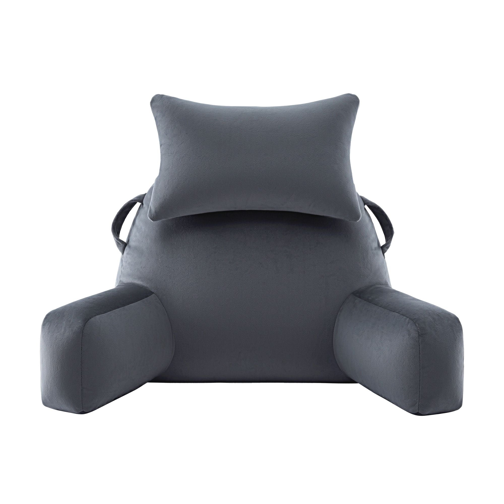 Reading Pillow with Detachable Neck Roll, Armrests, Side Pockets and Handle 100x27x60cm Back Support Pillow for Bed - Gray - Home & Garden > Bedding > Pillows - Rivercity House & Home Co. (ABN 18 642 972 209) - Affordable Modern Furniture Australia
