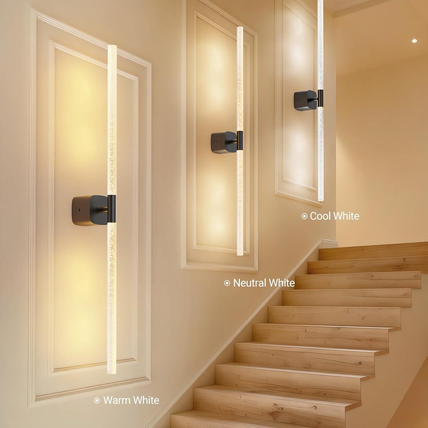 Rechargeable Battery Operated Wall Sconce Set of 2 with Remote and Touch, 31.49 Inch 360° Rotatable Wall Lights for Bedroom Living Room - Black - Home & Garden > Lighting > Wall Lights - Rivercity House & Home Co. (ABN 18 642 972 209) - Affordable Modern Furniture Australia