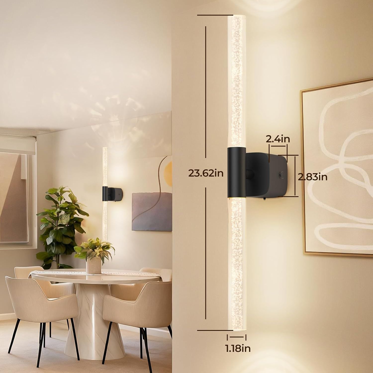 Rechargeable Battery Operated Wall Sconce Set of 2 with Remote Dimmable 350° Rotate - Black - Home & Garden > Lighting > Wall Lights - Rivercity House & Home Co. (ABN 18 642 972 209) - Affordable Modern Furniture Australia