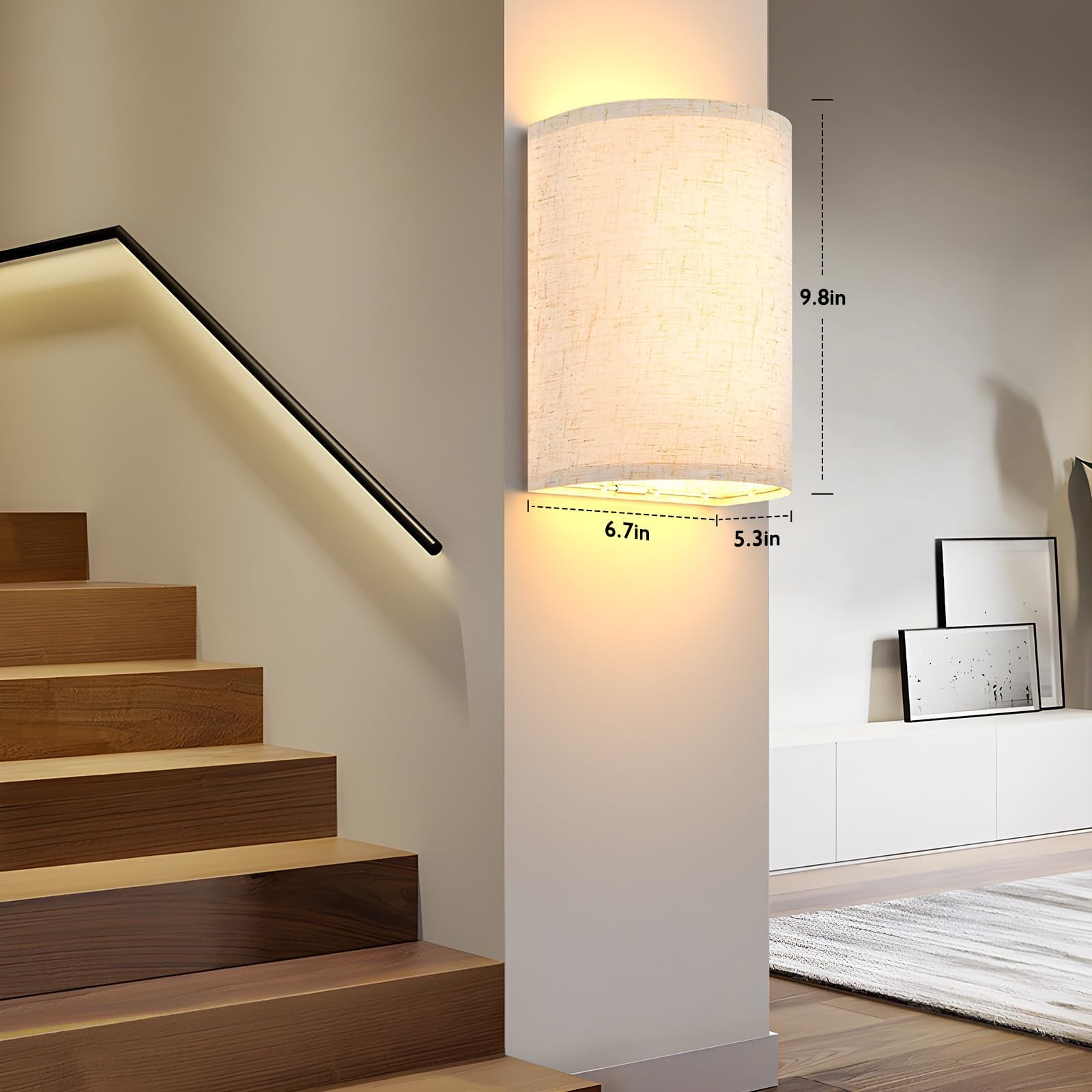 Rechargeable Battery Operated Wall Sconces Set of 2 with Remote, 3-Color Dimmable Fabric Wireless Wall Lamps with Timer for Bedroom Living Room - Multi-Color - Home & Garden > Lighting > Wall Lights - Rivercity House & Home Co. (ABN 18 642 972 209) - Affordable Modern Furniture Australia