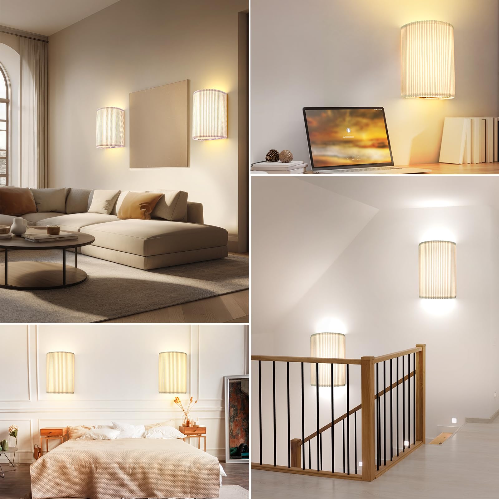 Rechargeable Battery Operated Wall Sconces Set of 2 with Remote, RGB 3 Colors 10 Brightness Levels, Timer - Multi-Color - Home & Garden > Lighting > Wall Lights - Rivercity House & Home Co. (ABN 18 642 972 209) - Affordable Modern Furniture Australia