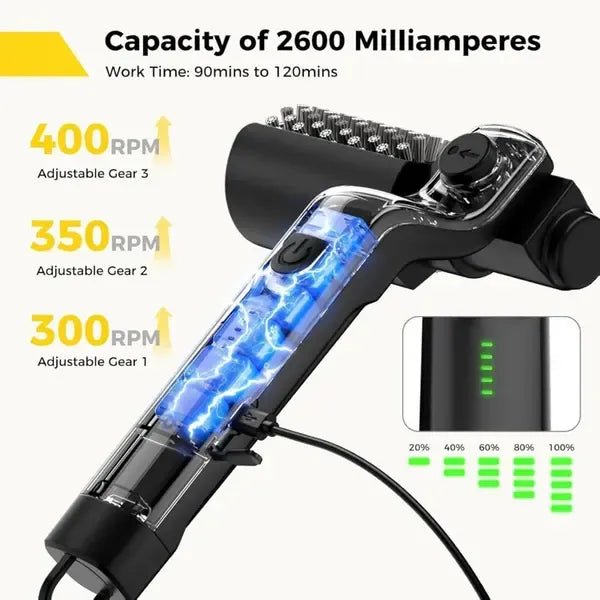 Rechargeable Cordless Electric Grill Cleaning Brush with 3-Speed Stainless Steel Head - Black - Home & Garden > BBQ > BBQ Cleaning - Rivercity House & Home Co. (ABN 18 642 972 209) - Affordable Modern Furniture Australia