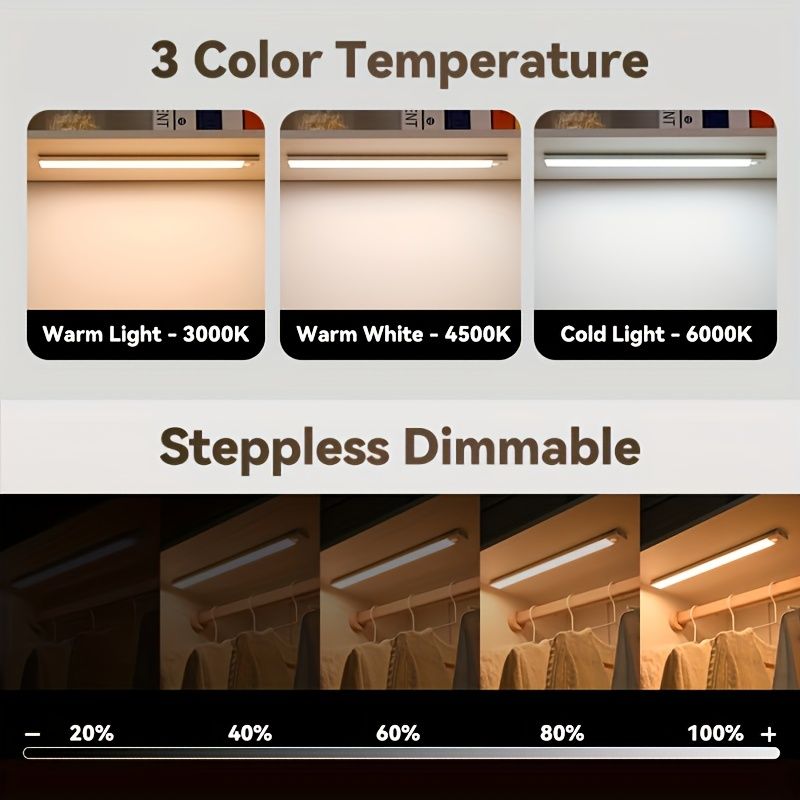 Rechargeable Motion Sensor LED Light Bar 2-Pack Dimmable 3 Colour Options - Silver - Home & Garden > Lighting > Night Lights & Ambient Lighting - Rivercity House & Home Co. (ABN 18 642 972 209) - Affordable Modern Furniture Australia