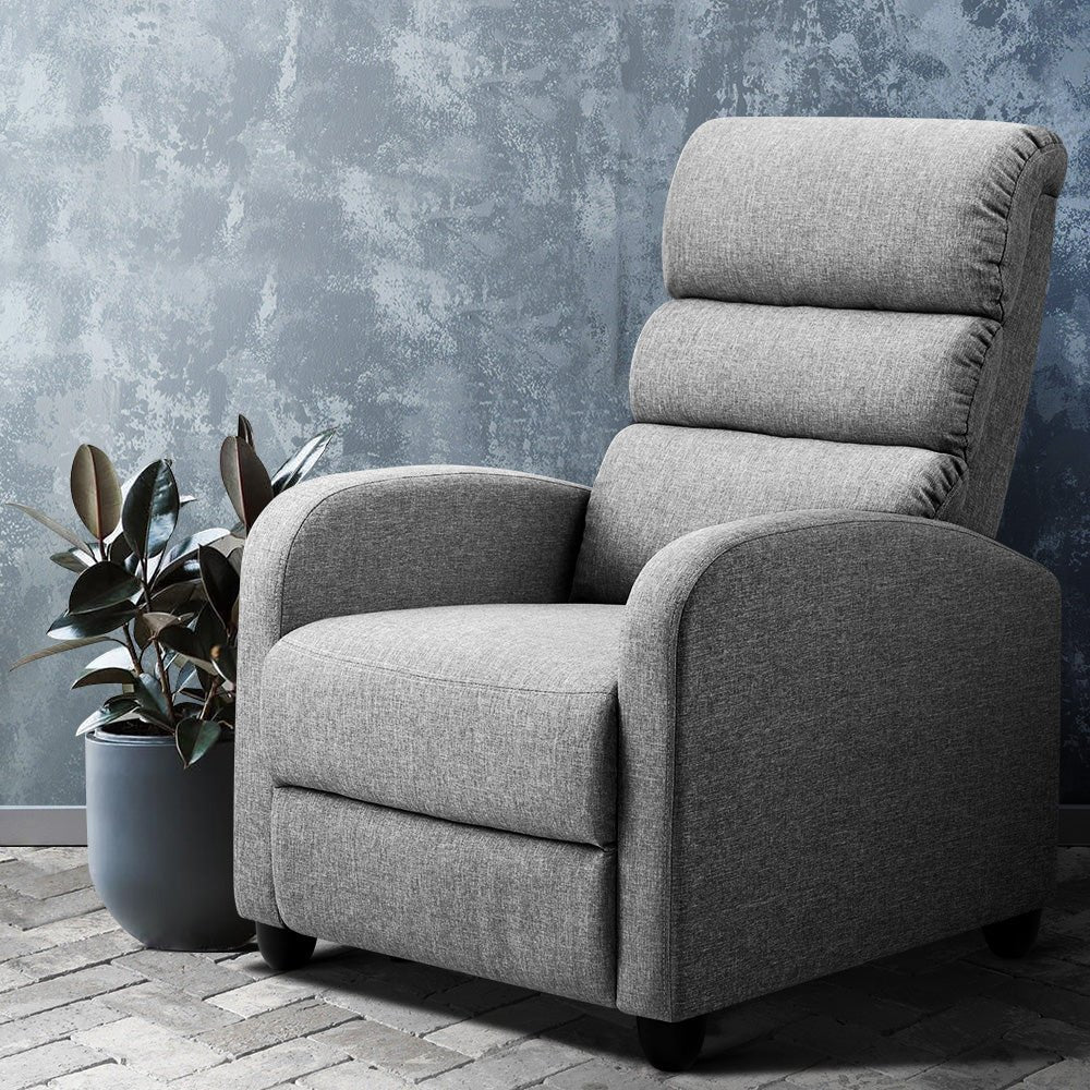 Recliner Armchair Grey Fabric Bolivia - Furniture > Bar Stools & Chairs > Arm Chairs & Recliners - Rivercity House & Home Co. (ABN 18 642 972 209) - Affordable Modern Furniture Australia