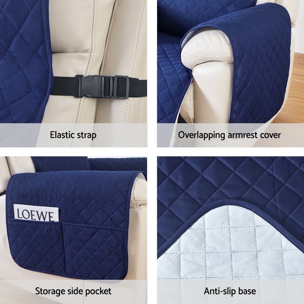 Recliner Chair Cover 100% Water Resistant Navy - Furniture > Bar Stools & Chairs - Rivercity House & Home Co. (ABN 18 642 972 209) - Affordable Modern Furniture Australia