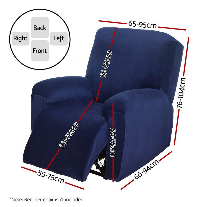 Recliner Chair Covers 1 Seater Velvet Navy - Furniture > Bar Stools & Chairs - Rivercity House & Home Co. (ABN 18 642 972 209) - Affordable Modern Furniture Australia