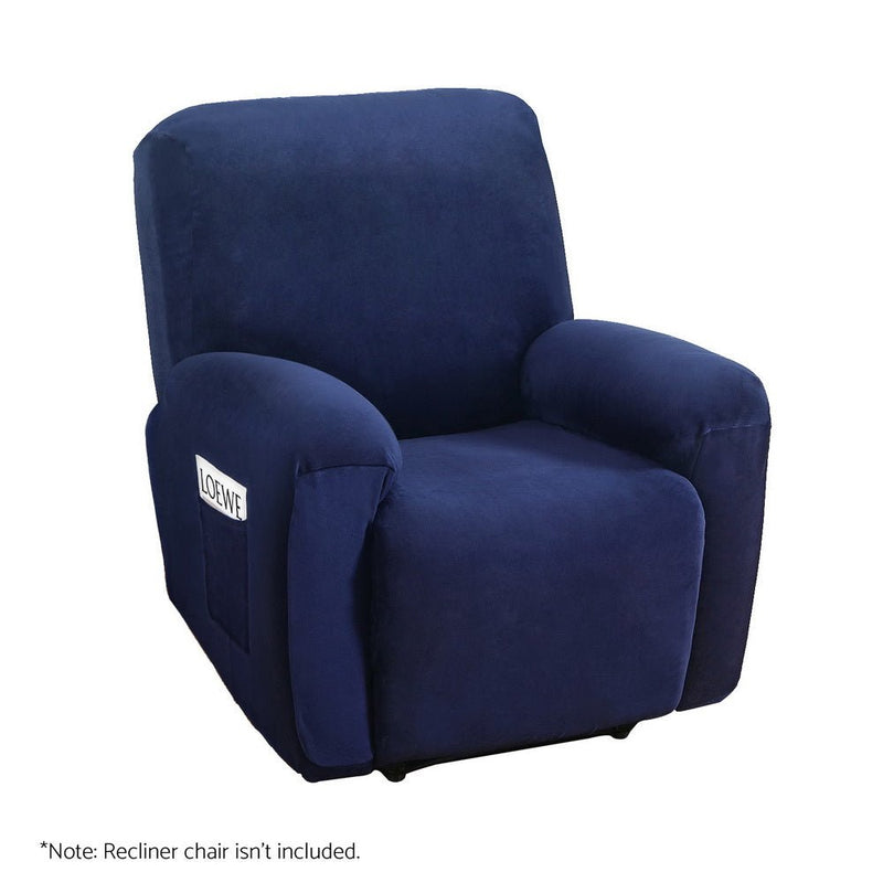 Recliner Chair Covers 1 Seater Velvet Navy - Furniture > Bar Stools & Chairs - Rivercity House & Home Co. (ABN 18 642 972 209) - Affordable Modern Furniture Australia